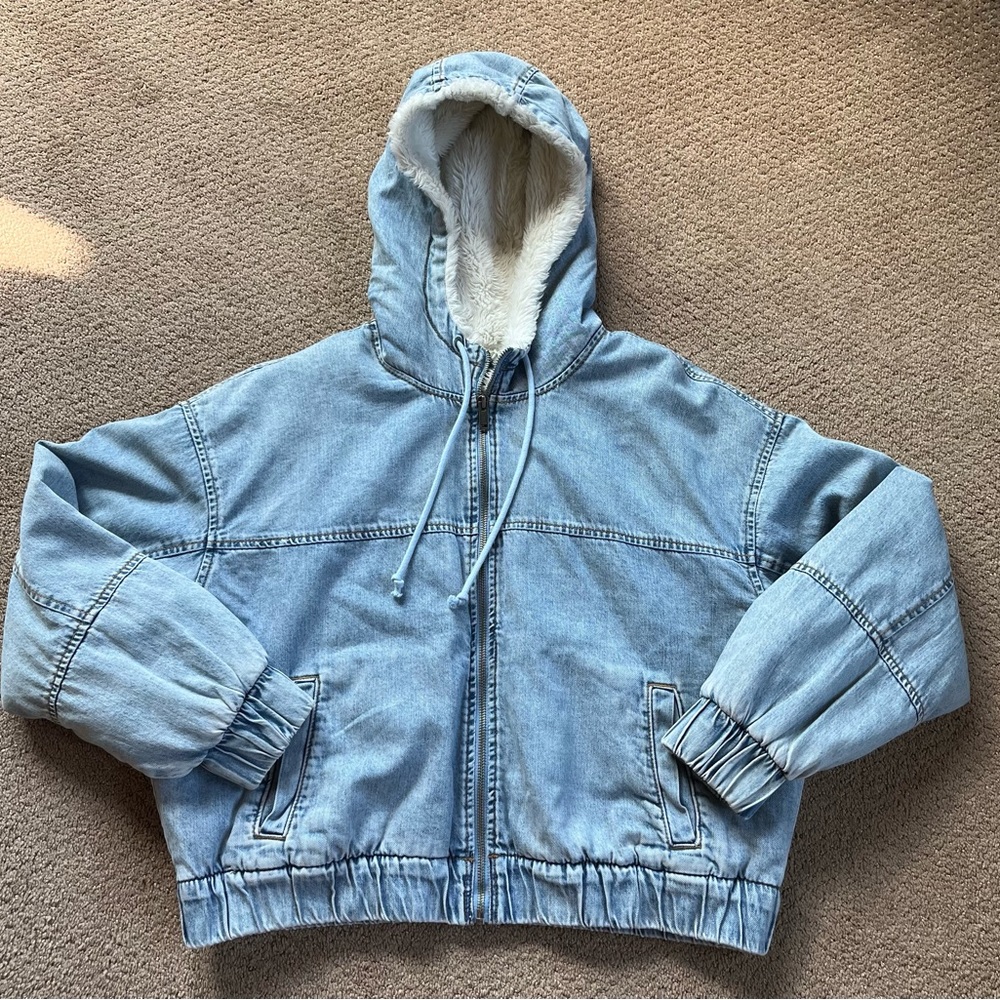 American Eagle Denim Sherpa lined Bomber Jacket